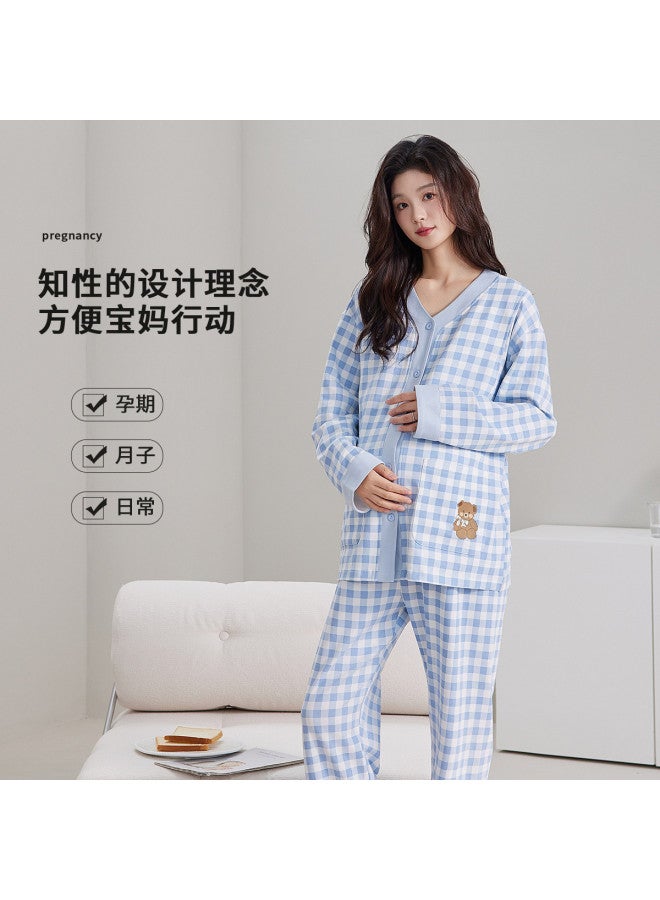 Nordon 100% Cotton Maternity Sleepwear For Summer - Lightweight Nursing Pajama Set With Long Sleeve Open Front, Soft Postpartum Breastfeeding Clothes - Image 3