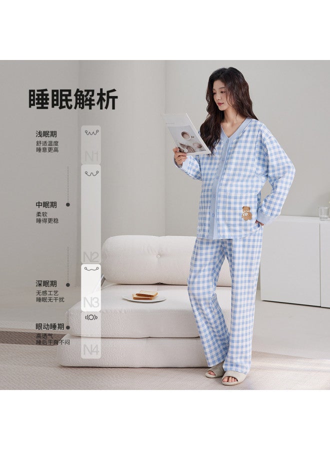 Nordon 100% Cotton Maternity Sleepwear For Summer - Lightweight Nursing Pajama Set With Long Sleeve Open Front, Soft Postpartum Breastfeeding Clothes - Image 5