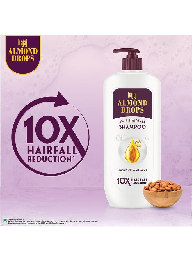 Bajaj Almond Drops Anti Hairfall Shampoo with Almond Oil & Vitamin E | For 10X Hairfall Reduction* & Soft, Shiny Hair* | Paraben Free | Ideal for Men and Women - 340ML - Image 2