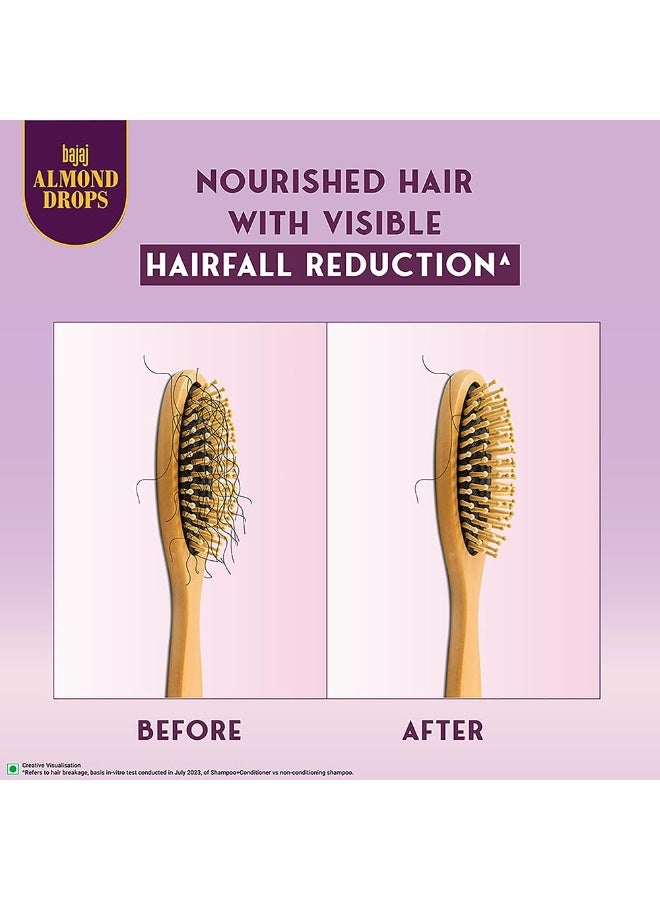 Bajaj Almond Drops Anti Hairfall Shampoo with Almond Oil & Vitamin E | For 10X Hairfall Reduction* & Soft, Shiny Hair* | Paraben Free | Ideal for Men and Women - 340ML - Image 4