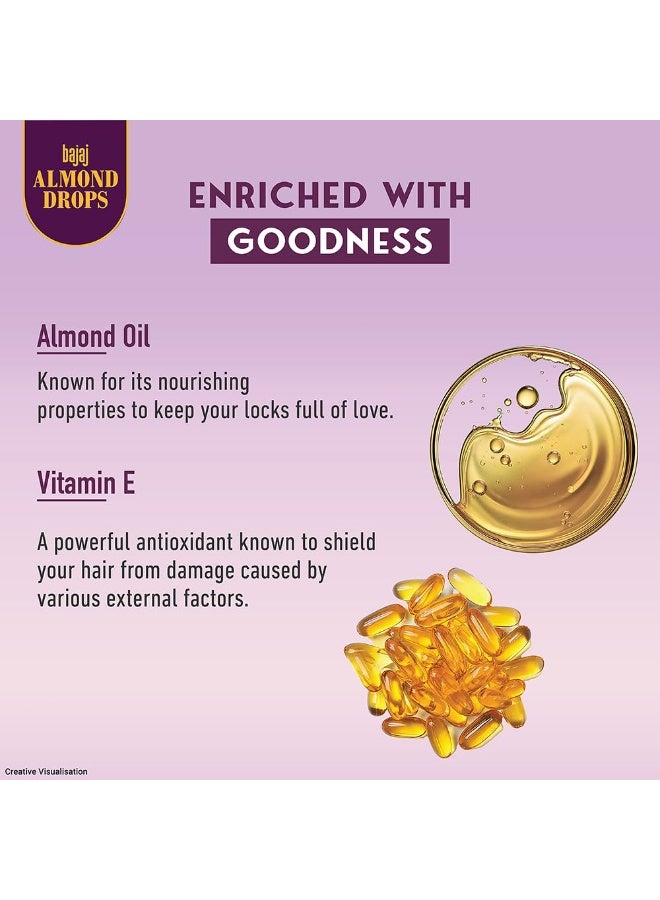 Bajaj Almond Drops Anti Hairfall Shampoo with Almond Oil & Vitamin E | For 10X Hairfall Reduction* & Soft, Shiny Hair* | Paraben Free | Ideal for Men and Women - 340ML - Image 3