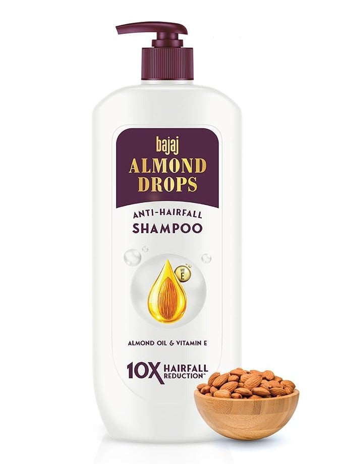Bajaj Almond Drops Anti Hairfall Shampoo with Almond Oil & Vitamin E | For 10X Hairfall Reduction* & Soft, Shiny Hair* | Paraben Free | Ideal for Men and Women - 340ML - Image 1