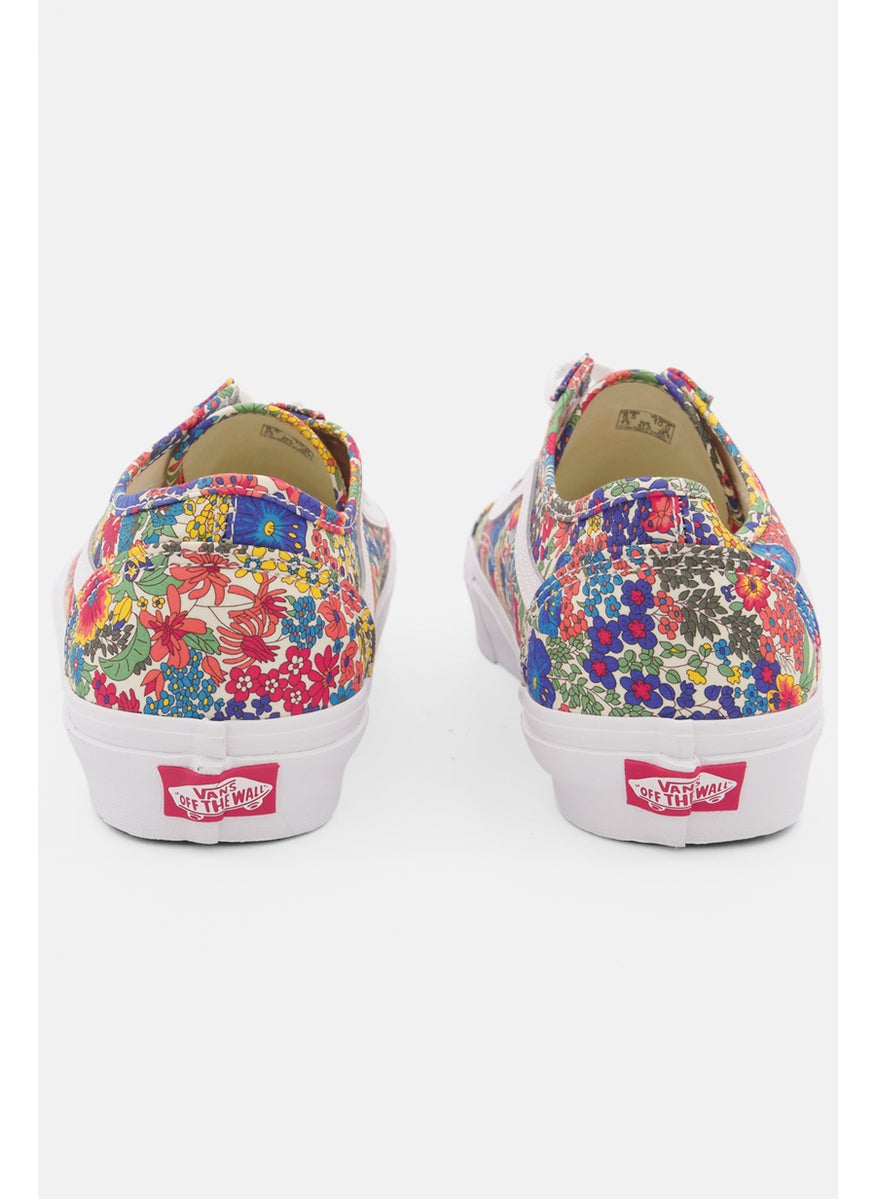 VANS Women Lace Up Floral Print Casual Shoes, White Combo  - Image 4