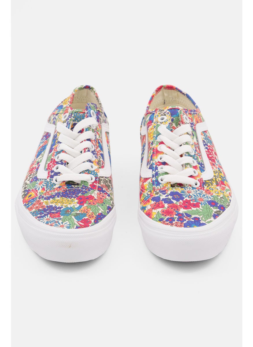 VANS Women Lace Up Floral Print Casual Shoes, White Combo  - Image 2
