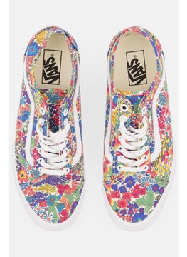 VANS Women Lace Up Floral Print Casual Shoes, White Combo  - Image 3