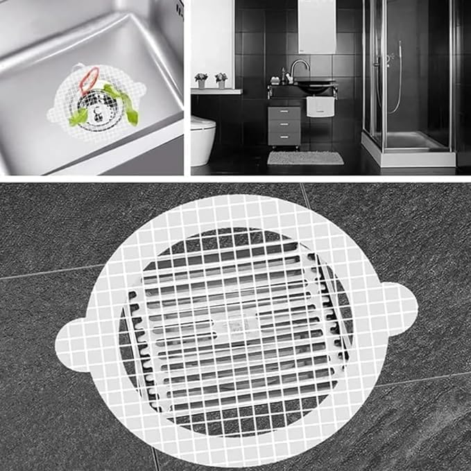 VIDORA Round Disposable Shower Drain Hair Catcher, Shower Drain Cover, Floor Sink Strainer Filter Mesh with Stickers for Bathroom, Bathtub, and Kitchen (Pack of 10 Pcs) - Image 4
