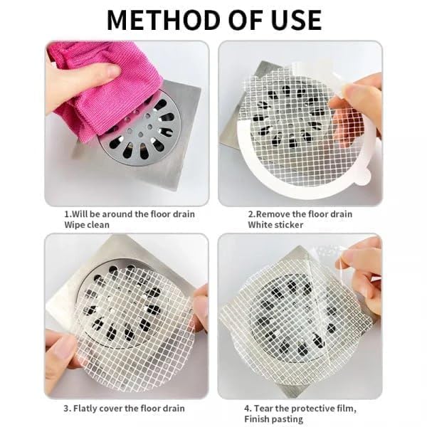 VIDORA Round Disposable Shower Drain Hair Catcher, Shower Drain Cover, Floor Sink Strainer Filter Mesh with Stickers for Bathroom, Bathtub, and Kitchen (Pack of 10 Pcs) - Image 2