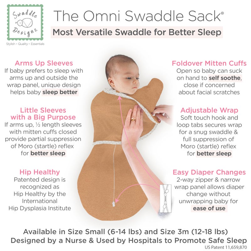 SwaddleDesigns 6-Way Omni Swaddle Sack Arms Up Swaddle for Newborn, More Options to Calm Startle Reflex, Improves Sleep, Easy Transition Baby Sleep Sack, Small, 0-3 Mo, 6-12 lbs, Heathered Butterum - Image 2