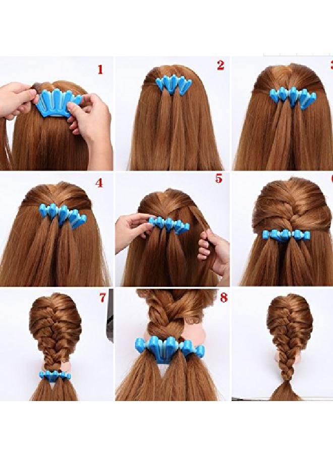 Filfeel أداة تصفيف شعر محمولة على شكل مشبك لف الشعر DIY للعروس، صانع ضفائر (أزرق) - Image 4