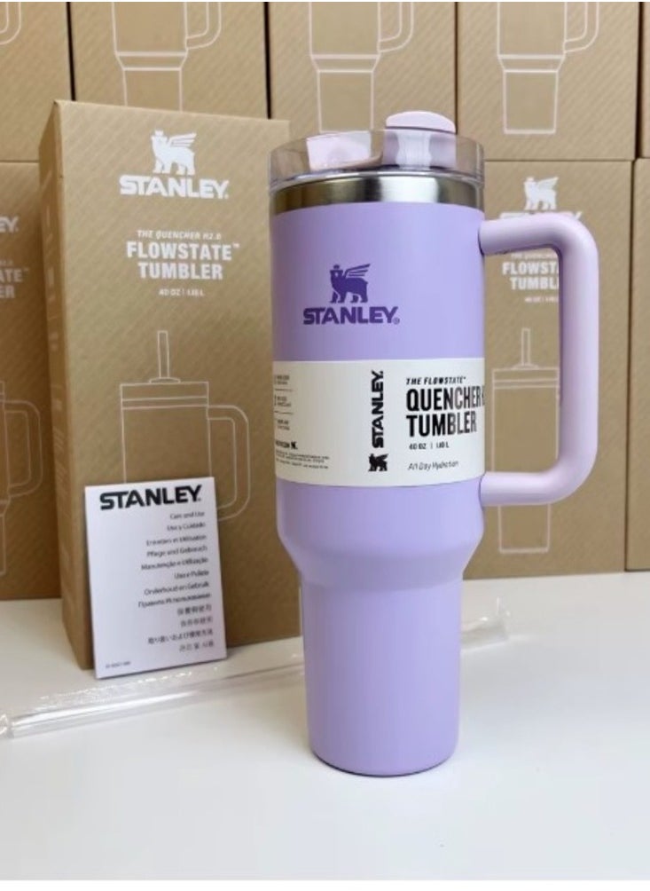 Stanley Stanley Mug, 40 oz Stanley Mug with Straw and Handle Insulated Mug with Lid Travel Mug H2.0 FlowState Stainless Steel Coffee Mug for Hot Iced Drinks Travel Mug with Handle (Lavender)  - Image 4