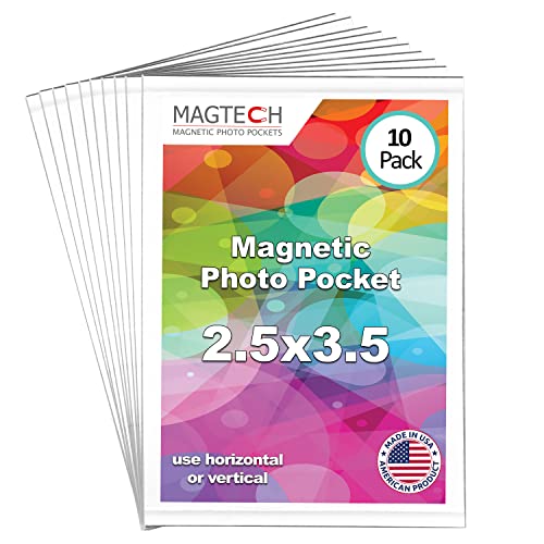 Magtech Magnetic Photo Pocket Picture Frame, White, Holds 2.5 x 3.5 Inches Photos, 10 Pack, Made in the USA (12310) - Image 1