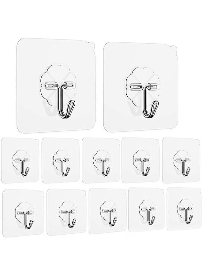 12 Pieces Adhesive Wall Hooks Transparent Strong Suction Hooks For Home Kitchen and Bathroom - Image 1