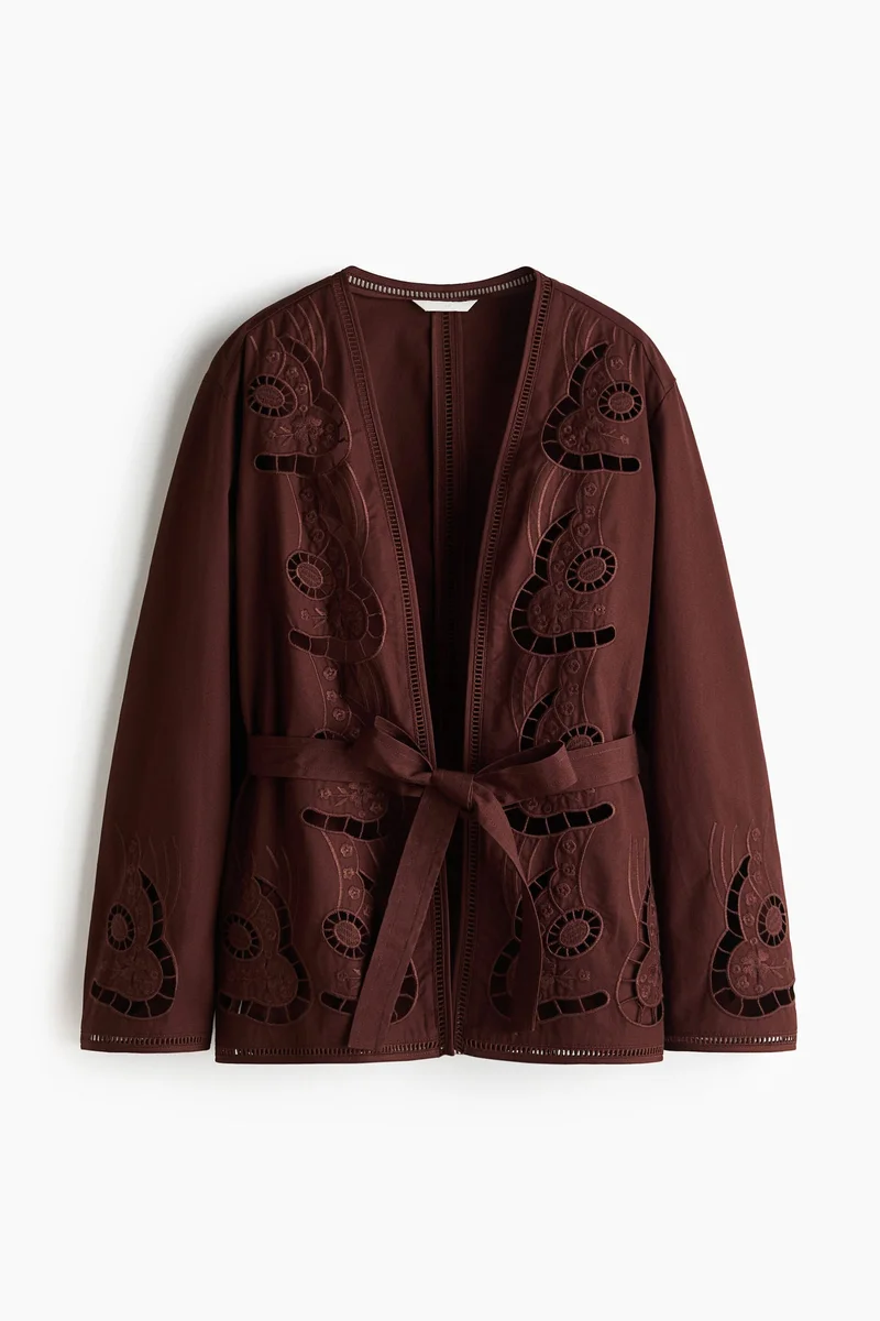 H&M Broderie anglaise tie-belt jacket