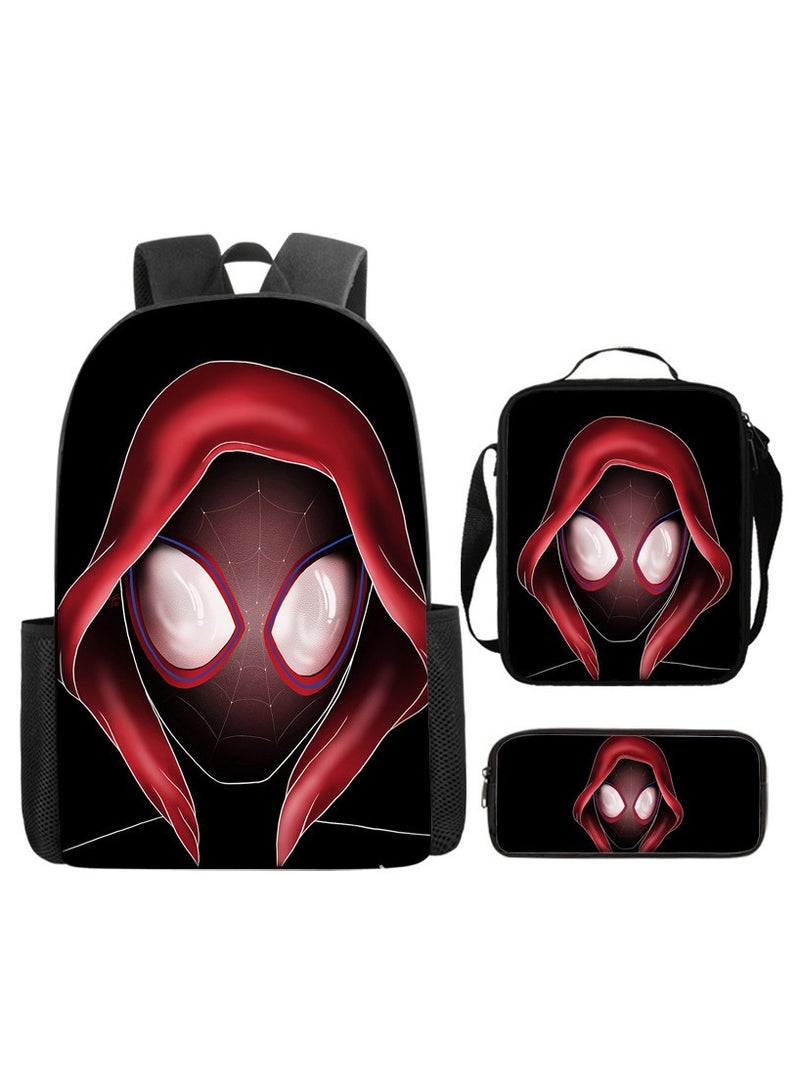 Naruto Spiderman Hero Cartoon Backpack Three-Piece Set 29*42*16cm