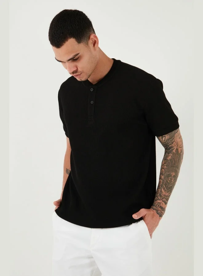 Buratti  Buratti Cotton Relaxed Fit Buttoned Crew Neck T Shirt Men's T SHIRT 5902737  | Best Price UAE