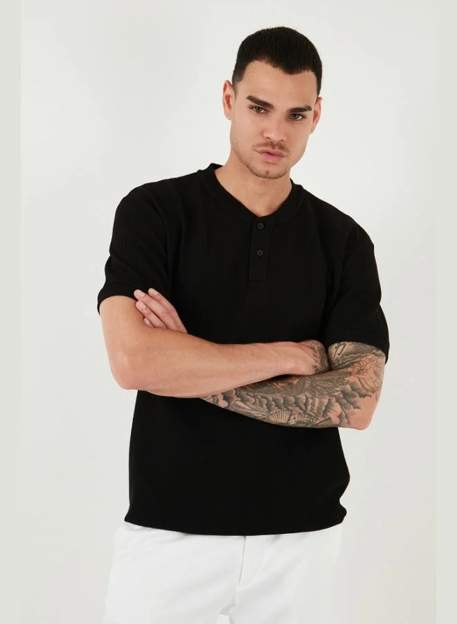 Buratti  Buratti Cotton Relaxed Fit Buttoned Crew Neck T Shirt Men's T SHIRT 5902737  | Best Price UAE