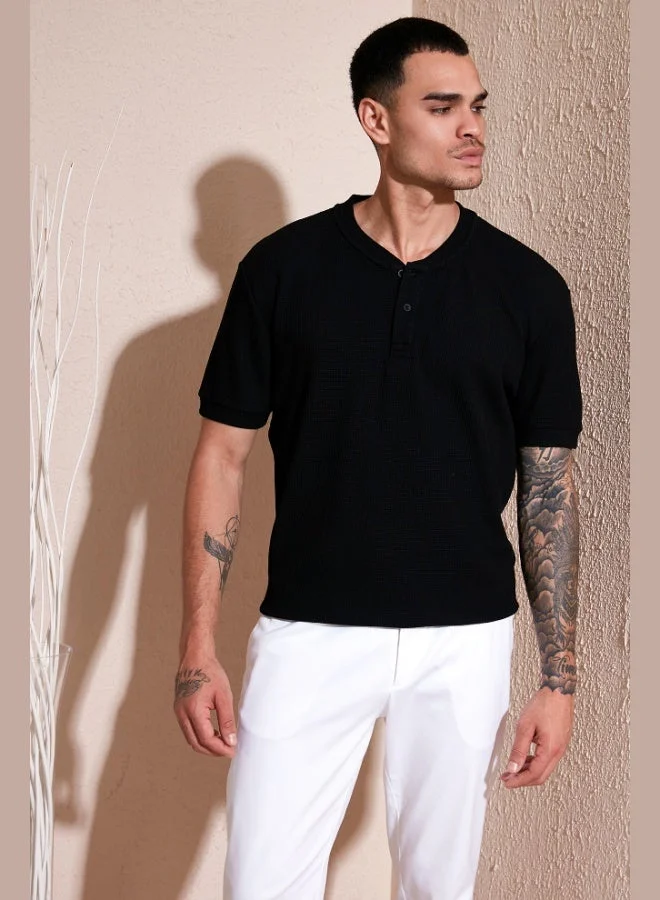 Buratti  Buratti Cotton Relaxed Fit Buttoned Crew Neck T Shirt Men's T SHIRT 5902737  | Best Price UAE