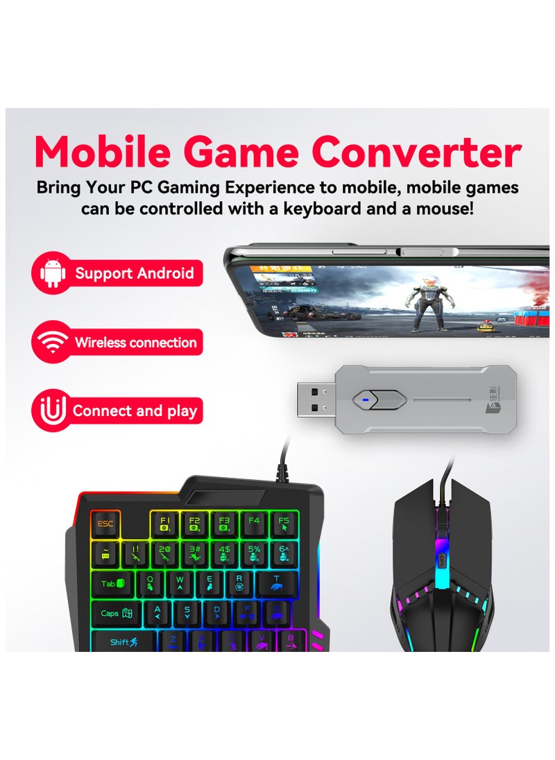 General - Mobile Gaming Keyboard Mouse Converter Set 5 in 1 Mobile Game Combo Pack for Android / HarmonyOS / Hyper OS / Samsung, Ai Recoil Control Function Wireless Connection - Image 1