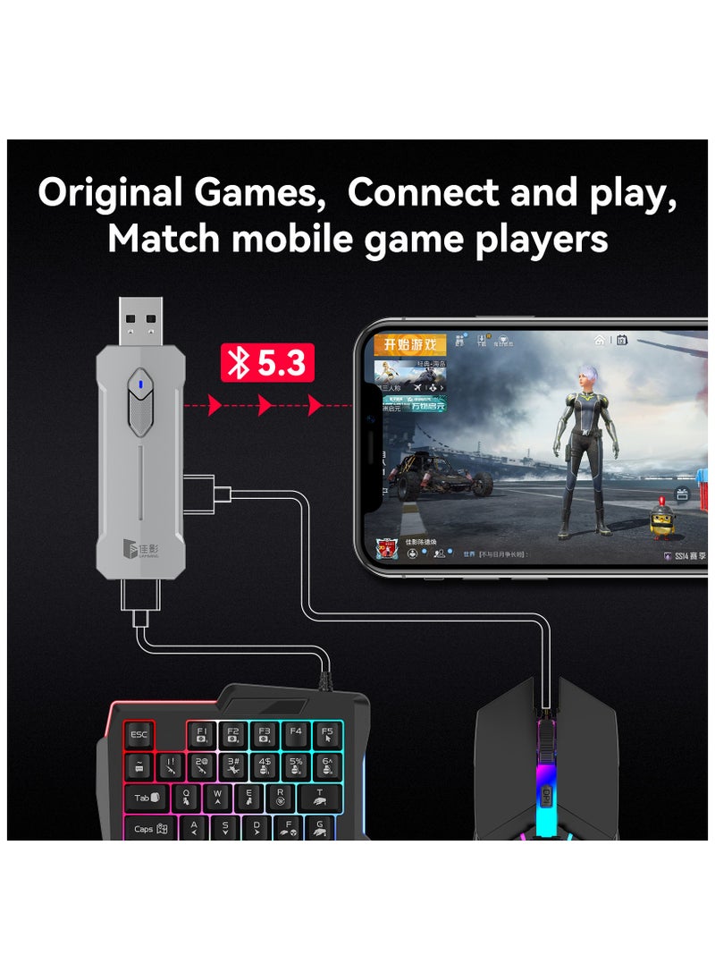 General - Mobile Gaming Keyboard Mouse Converter Set 5 in 1 Mobile Game Combo Pack for Android / HarmonyOS / Hyper OS / Samsung, Ai Recoil Control Function Wireless Connection - Image 1