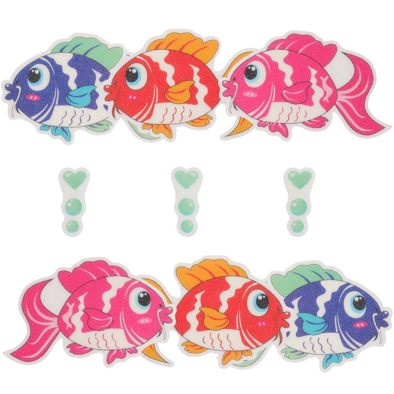 9Pcs Bathroom Kids Stickers Non- Bath Tub Cartoon Stickers (Colorful Fish) - Image 1