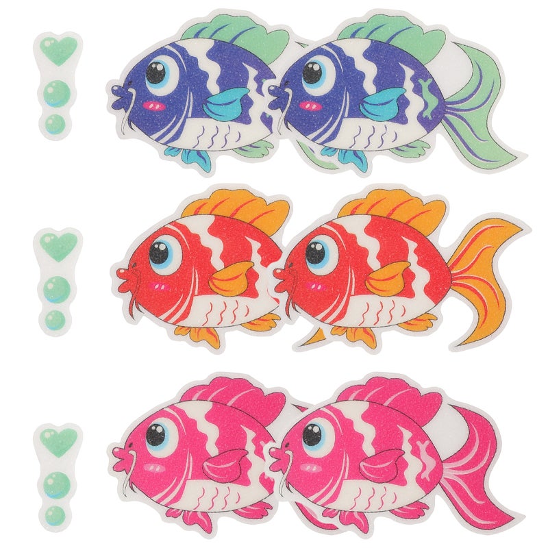 9Pcs Bathroom Kids Stickers Non- Bath Tub Cartoon Stickers (Colorful Fish) - Image 2