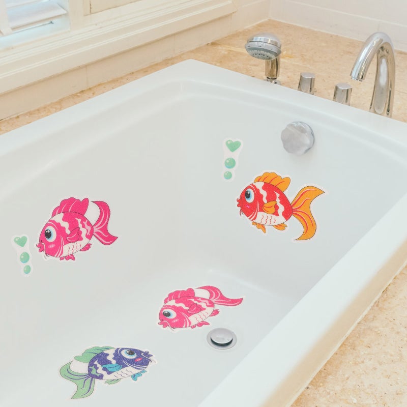 9Pcs Bathroom Kids Stickers Non- Bath Tub Cartoon Stickers (Colorful Fish) - Image 5
