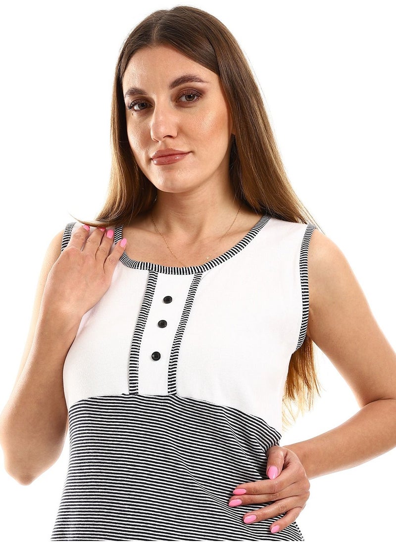 Caesar - Home Wear Sleep Shirt Cash Mayo Dress With Stripped Pattern - Image 1