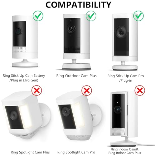 Annkoifu 2Pack Ring Camera Wall Mount for Ring Stick Up Cam Ring Outdoor Cam Plus 360 Degree Adjustable No Drilling Mount for Ring Outdoor Indoor CameraWhite - Image 3