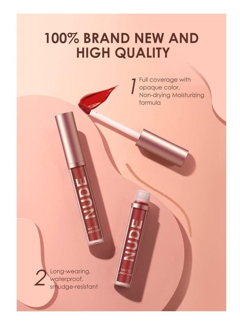 LANGMANNI - 12 Pieces Lip Gloss and Lip Liner Set Matte Glossy Shine Liquid Lipstick with Lipliner Non Sticky Waterproof Long Lasting Lip Gloss Set for Women and Girls - Image 1