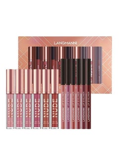 12 Pieces Lip Gloss and Lip Liner Set Matte Glossy Shine Liquid Lipstick with Lipliner Non Sticky Waterproof Long Lasting Lip Gloss Set for Women and Girls