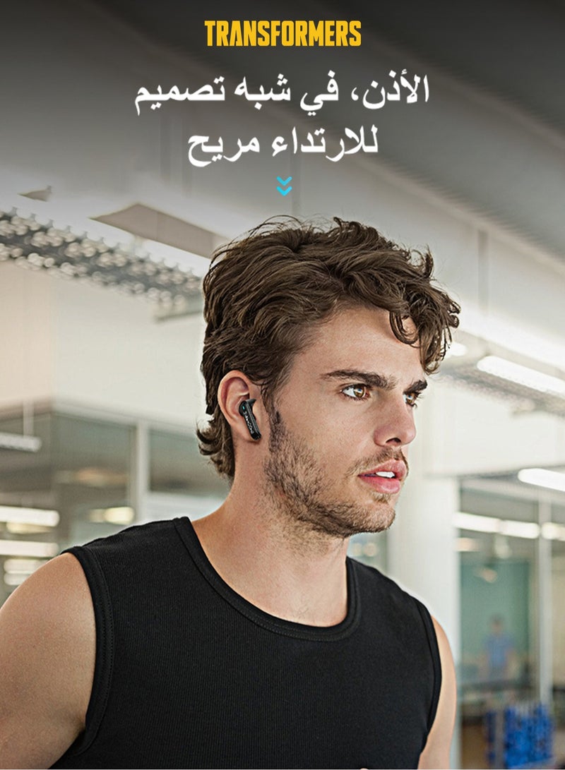 Transformers TF-T01 Wireless Headphones Bluetooth  Earbuds Headsets Shockwave Black  High Quality And Intelligent Noise Reduction，HD Calls, HIFI Stereo, 1.5h Charging Time, Suitable For All Models