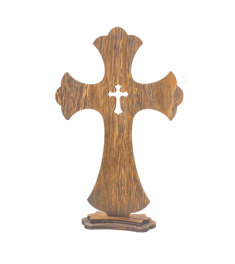 Cregugua 12 Inch 12 Pack Brown Wood Crosses Torched Wooden Tabletop Cross Rustic Standing Cross for Baptism Centerpieces Home Church Decor Prayer Gifts - Image 4