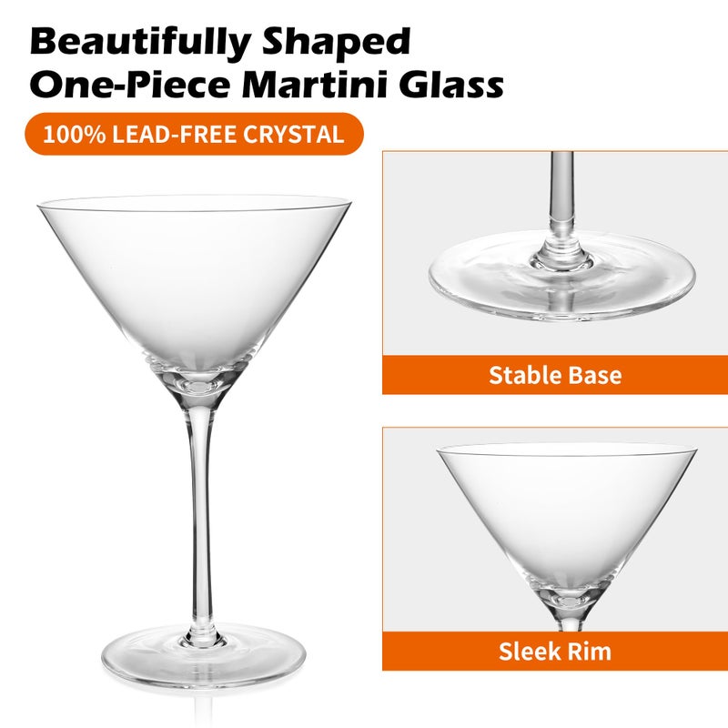 KMIGRUAN 10oz Large Martini Glasses Set of 4,Classic Crystal Cocktail Glasses,Hand Blown Martini Glass for Espresso Martini, Cosmopolitan, Manhattan, Home Bar Gift Set - Image 5