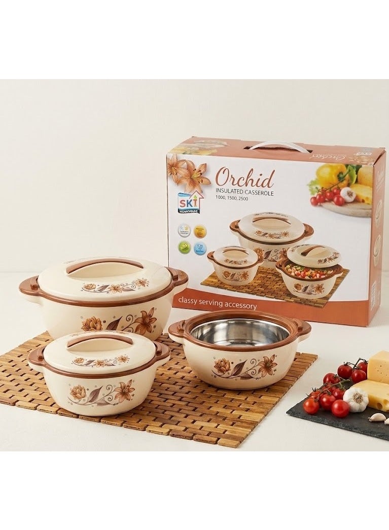 SKi Homeware طقم أواني طهي معزولة مكون من 3 قطع (1000 مل، 1500 مل، 2500 مل) - Image 2