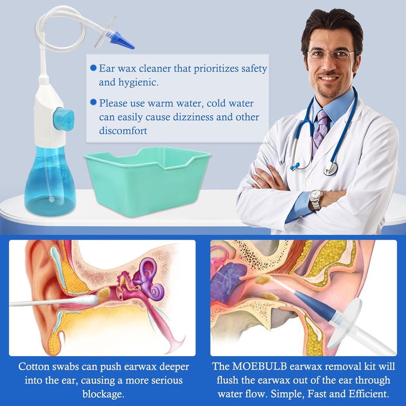 MOEBULB Ear Wax Removal Kit Earwax Removal Tools Manual Ear Irrigation Flushing System Ear Cleaner Safe  Effective Ear Cleaning Kit for Adults Kids  Elders Home Ear Washer No Doctors Visit Require - Image 3