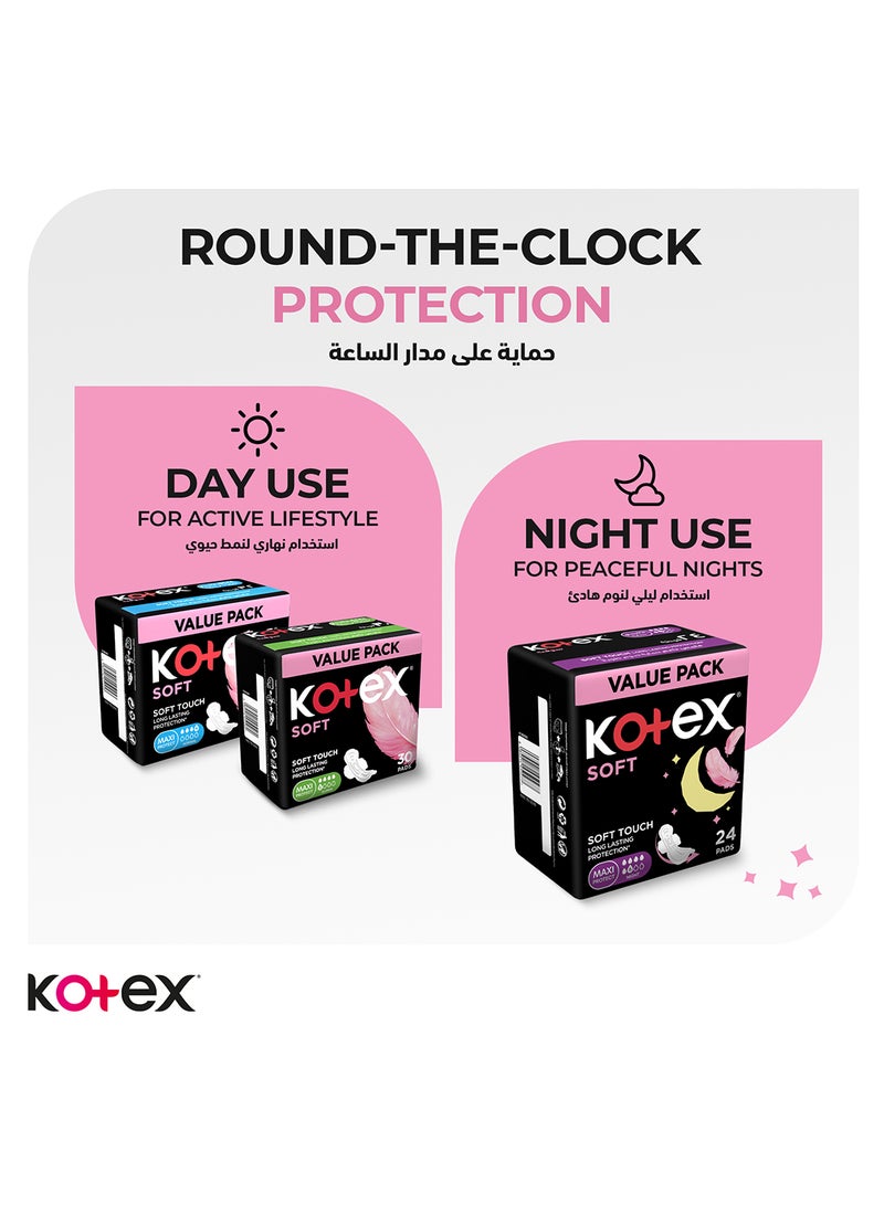 Kotex Soft Maxi, Super Size with Wings, 30 Sanitary Pads, Feather-Touch Softness - Image 5