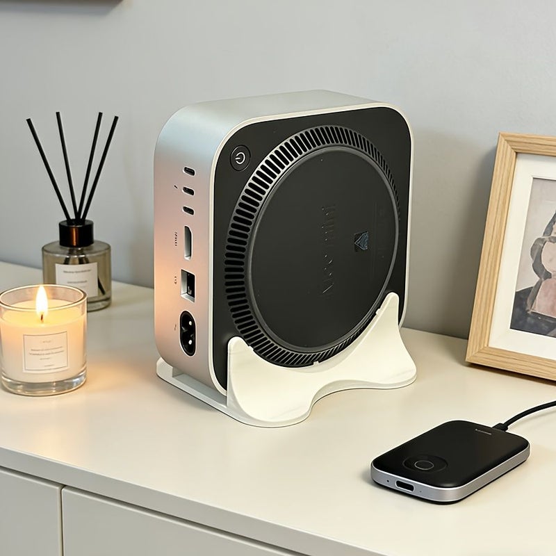 White Vertical Stand for Mac Mini M4 With Metal Cooling Base - Image 3
