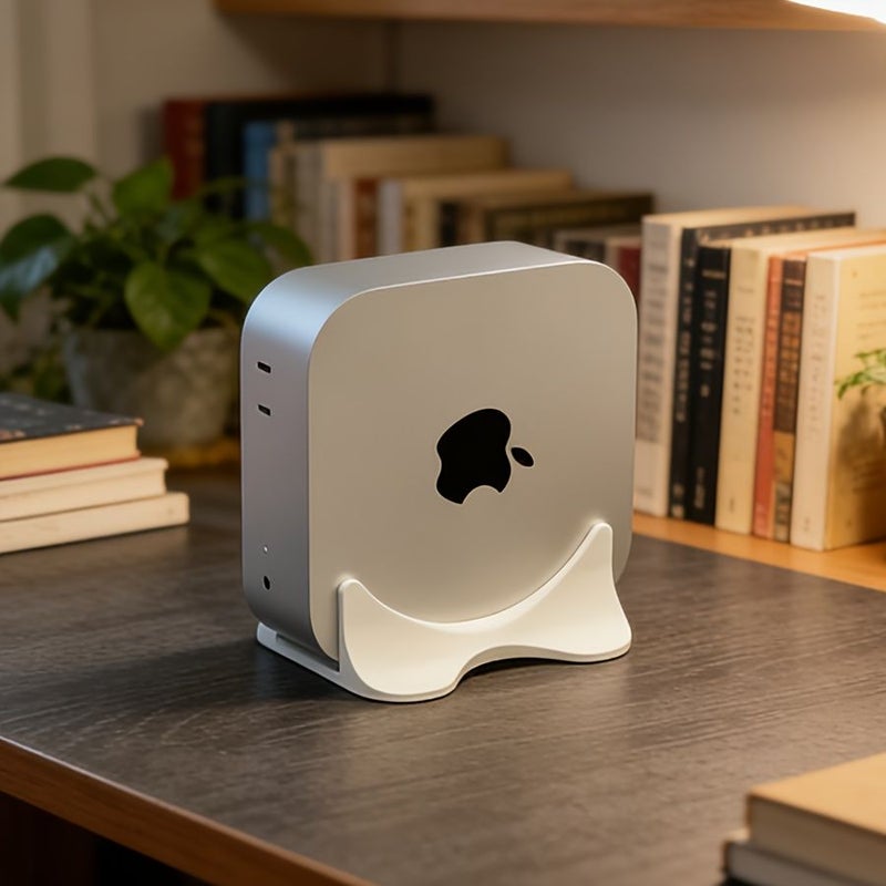 White Vertical Stand for Mac Mini M4 With Metal Cooling Base - Image 5