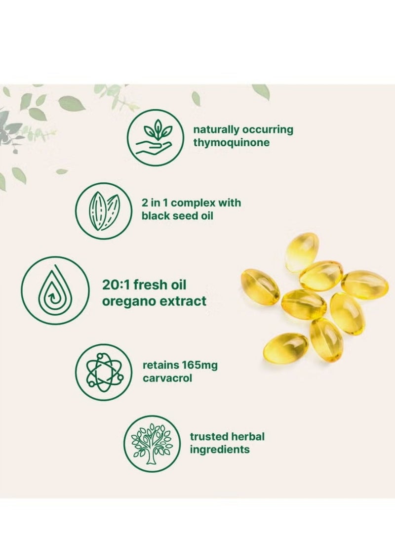 Oil 180 Oregano Oil Softgels – Organic Black Seed Oil & Oregano Blend – Non-GMO Immune Support Supplement – 6-Month Supply (1 Bag) - Image 2