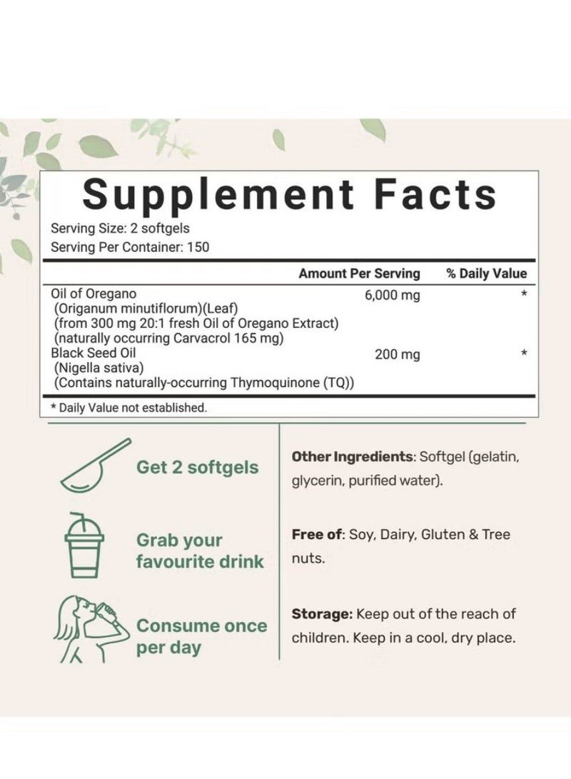 Oil 180 Oregano Oil Softgels – Organic Black Seed Oil & Oregano Blend – Non-GMO Immune Support Supplement – 6-Month Supply (1 Bag) - Image 4