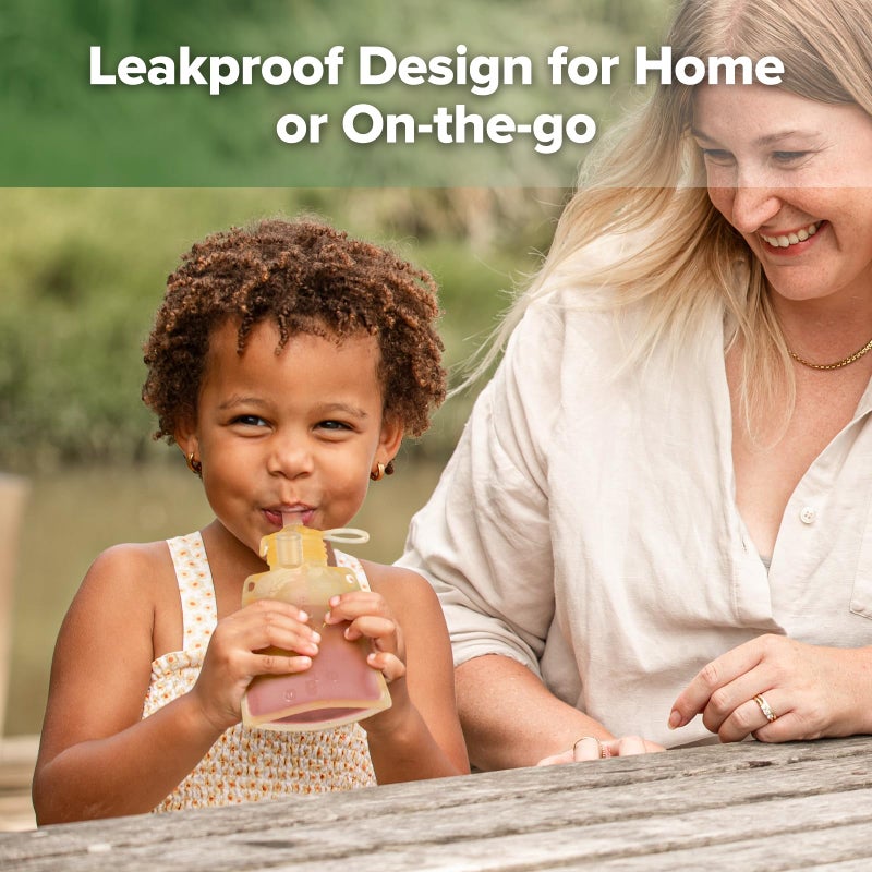 haakaa Baby Food Pouch Refillable Baby Squeeze Silicone Yummy Pouch, Soft Reusable Squeeze Storage Food Pouch for Kids Toddler,Home Made Food Puree,Smoothie Pouch Bag, 4oz, 4 Pack,6m+ (Yellow) - Image 5