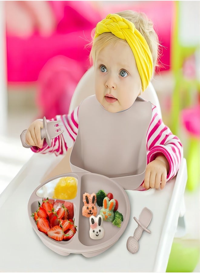 iMissiu - Baby Feeding Set 9 Piece, Baby Led Weaning Utensils Set Includes Suction Bowl and Plate, Baby Spoon and Fork, Sippy Cup with Straw and Lid, Baby Feeding Supplies - Image 1