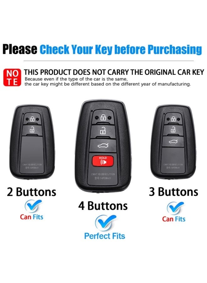 7Cylinder Zinc Alloy Durable Key Fob Cover with Key Chain Compatible with Toyota, Camry, RAV4, Highlander, Avalon, C-HR, Prius, Corolla, GT86 (2018-2021) - Silver, 4 Buttons. - Image 2