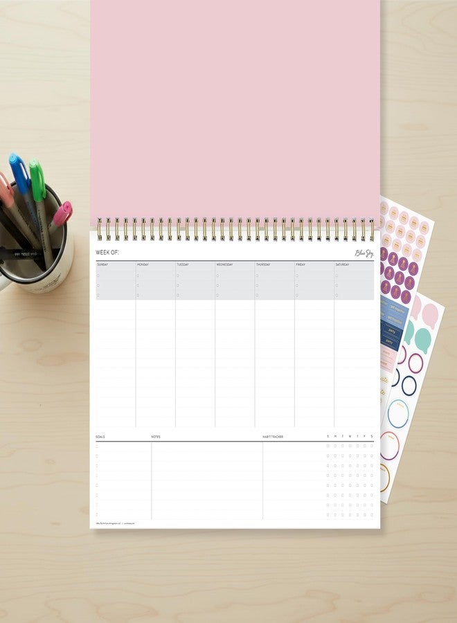 Blue Sky Weekly Planner Pad 300g Cardboard, Undated Weekly Safety Wirebound Top Bound (Catira, 12" x 9") - Image 2