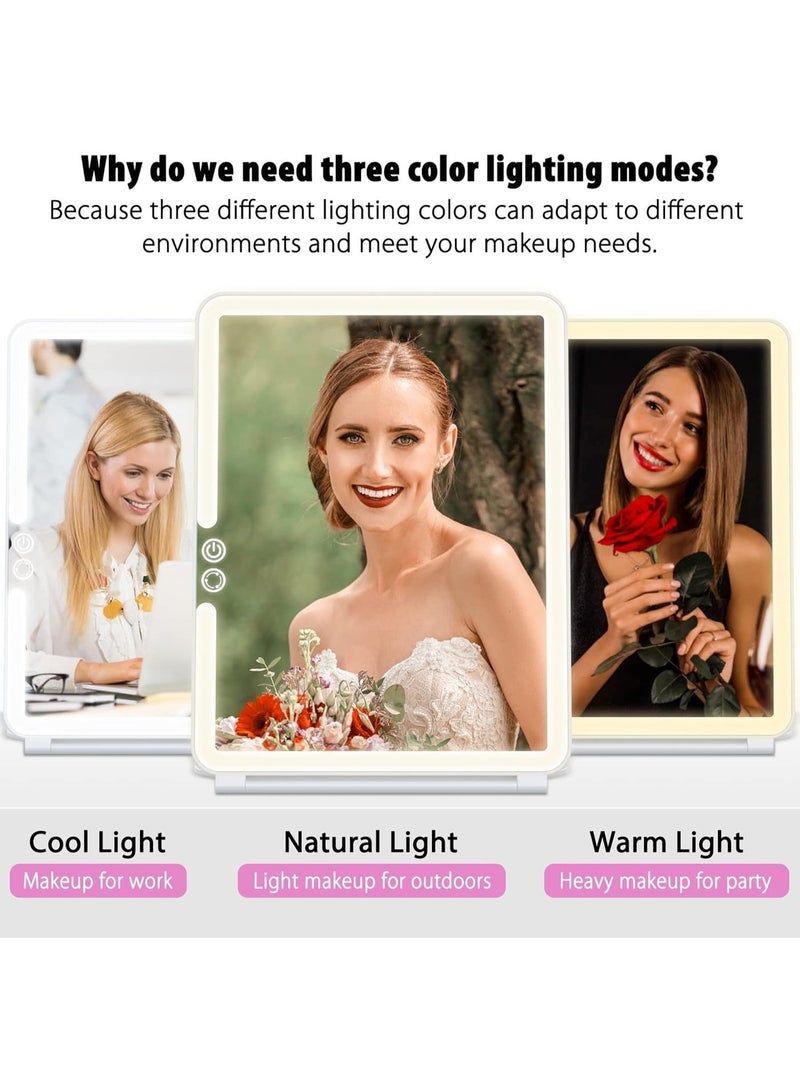 Rechargeable LED Makeup Vanity Mirror with 72 LED Lights, Touch Screen, 3 Color Lighting Modes, Dimmable Beauty Mirror for Dressing Table & Travel, Portable Cosmetic Mirror Gift for Women & Girls - Image 3