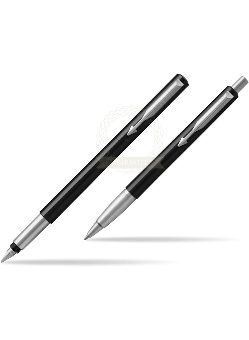 Parker Vector Black  Fountain Pen and Ballpoint Pen Set with Notebook, 2 Ink Cartridges and 2 Ballpoint Refills - Image 4