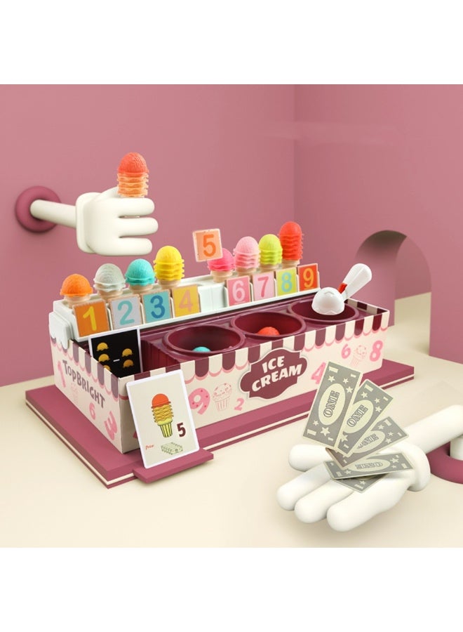 لعبة آيس كريم للأطفال، عربة آيس كريم خشبية مع لعبة طعام، لعبة عداد آيس كريم، مجموعة ألعاب آيس كريم، ألعاب متجر الآيس كريم للأطفال من عمر 3 4 5 سنوات، هدايا للبنات والأولاد - Image 5