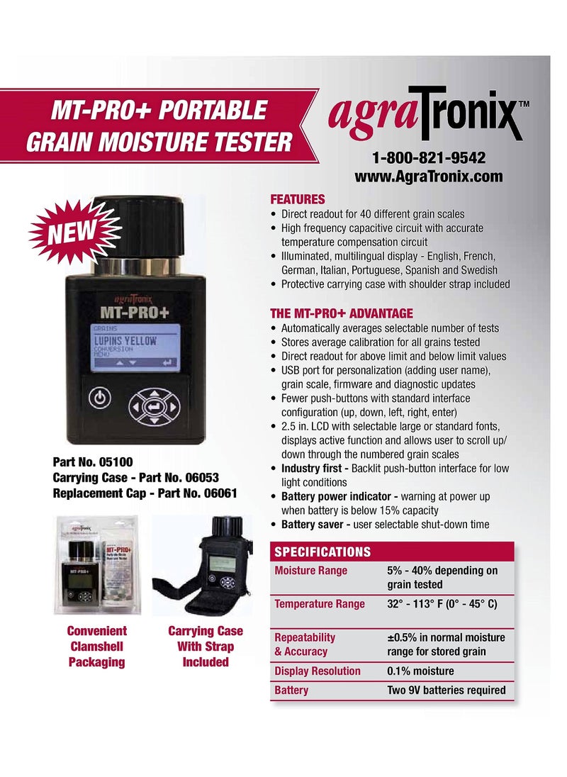AgraTronix AgraTronix 05100, MT-PRO+ Portable Grain Moisture Meter  - Image 2