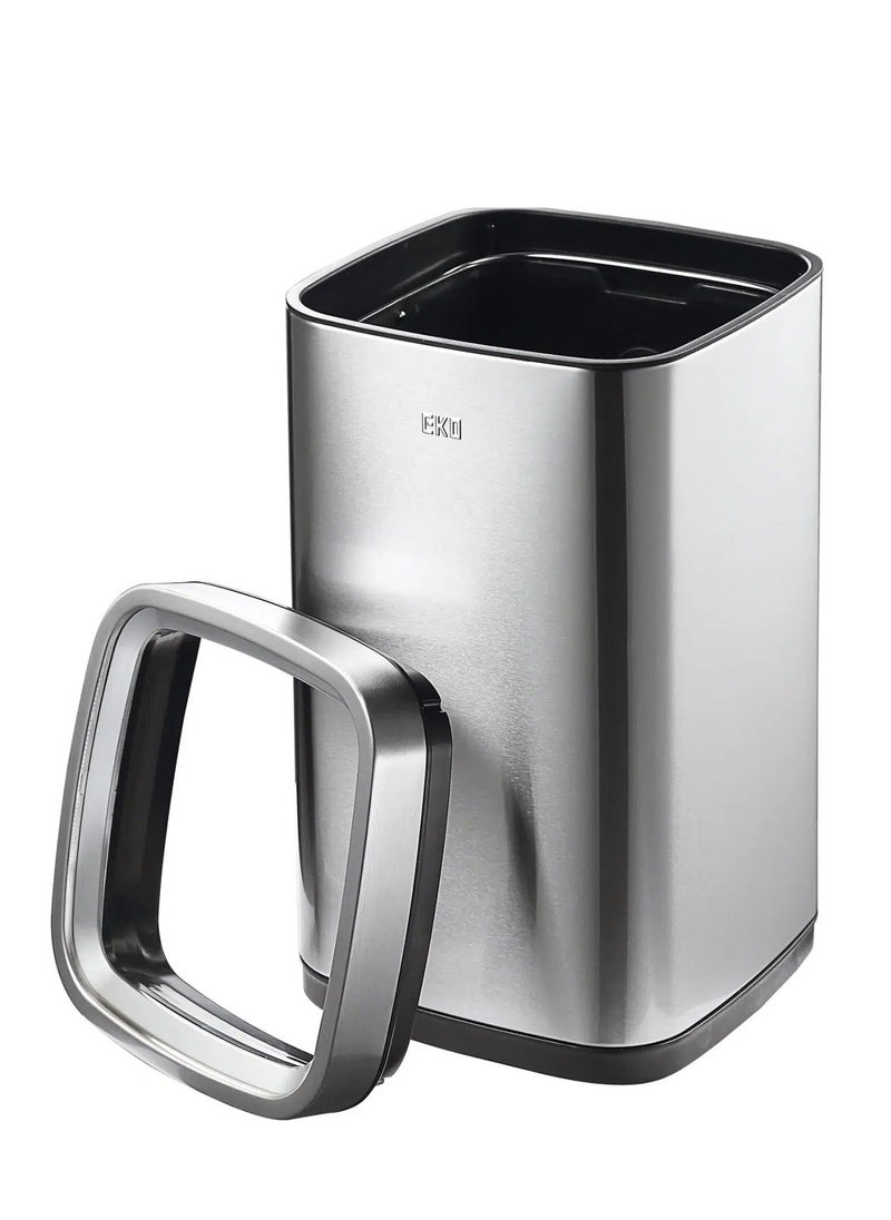 EKO LAGUNA SERIES | Brushed Stainless Steel Finish | Fingerprint-Resistant | Open-Top Trash Bin | Metallic Grey | Large | 35L  - Image 2