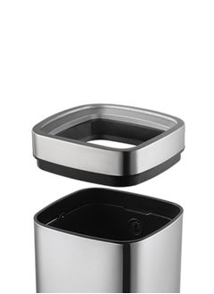 EKO LAGUNA SERIES | Brushed Stainless Steel Finish | Fingerprint-Resistant | Open-Top Trash Bin | Metallic Grey | Large | 35L  - Image 3